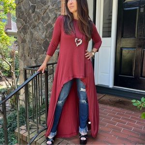 45 Boho high low Rust fabulous tunic dress